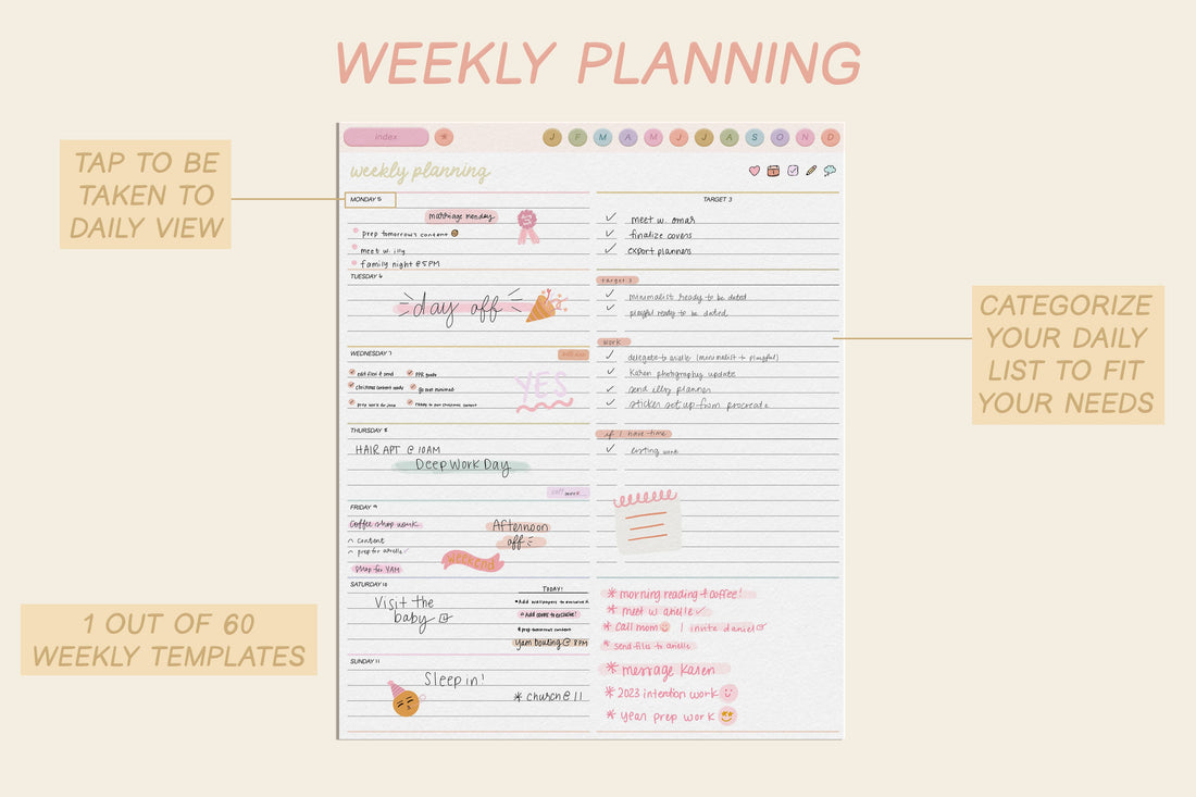 šļø 2023 - 2024 Playful Portrait Heart Work Planner + Undated Planner