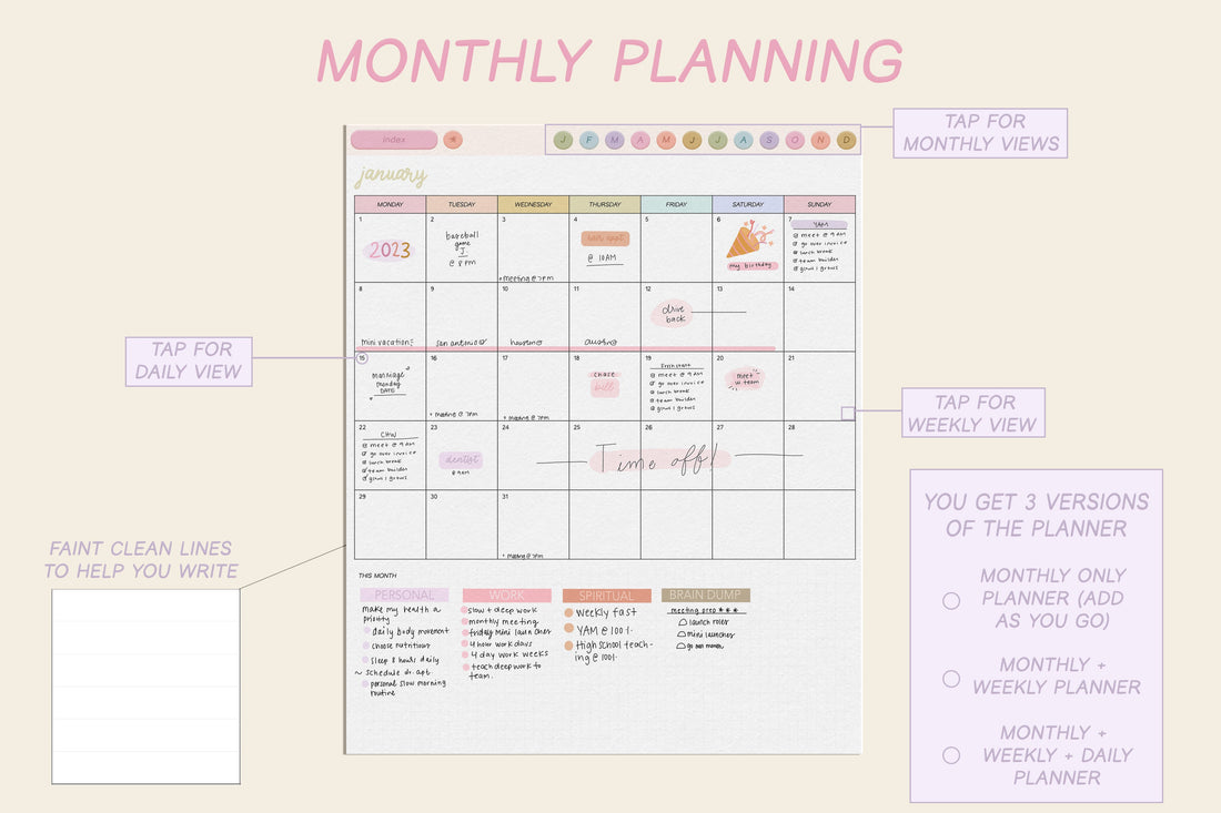 šļø 2023 - 2024 Playful Portrait Heart Work Planner + Undated Planner