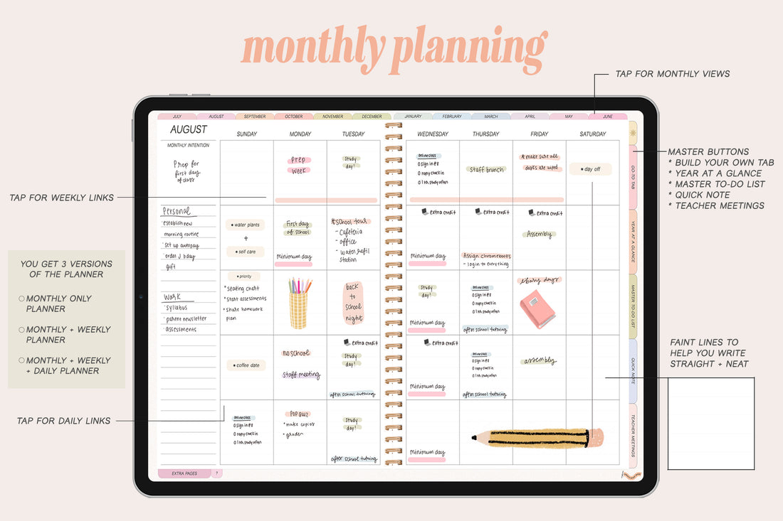 🍎 2023 - 2024 Everyday Teacher + Undated Planner