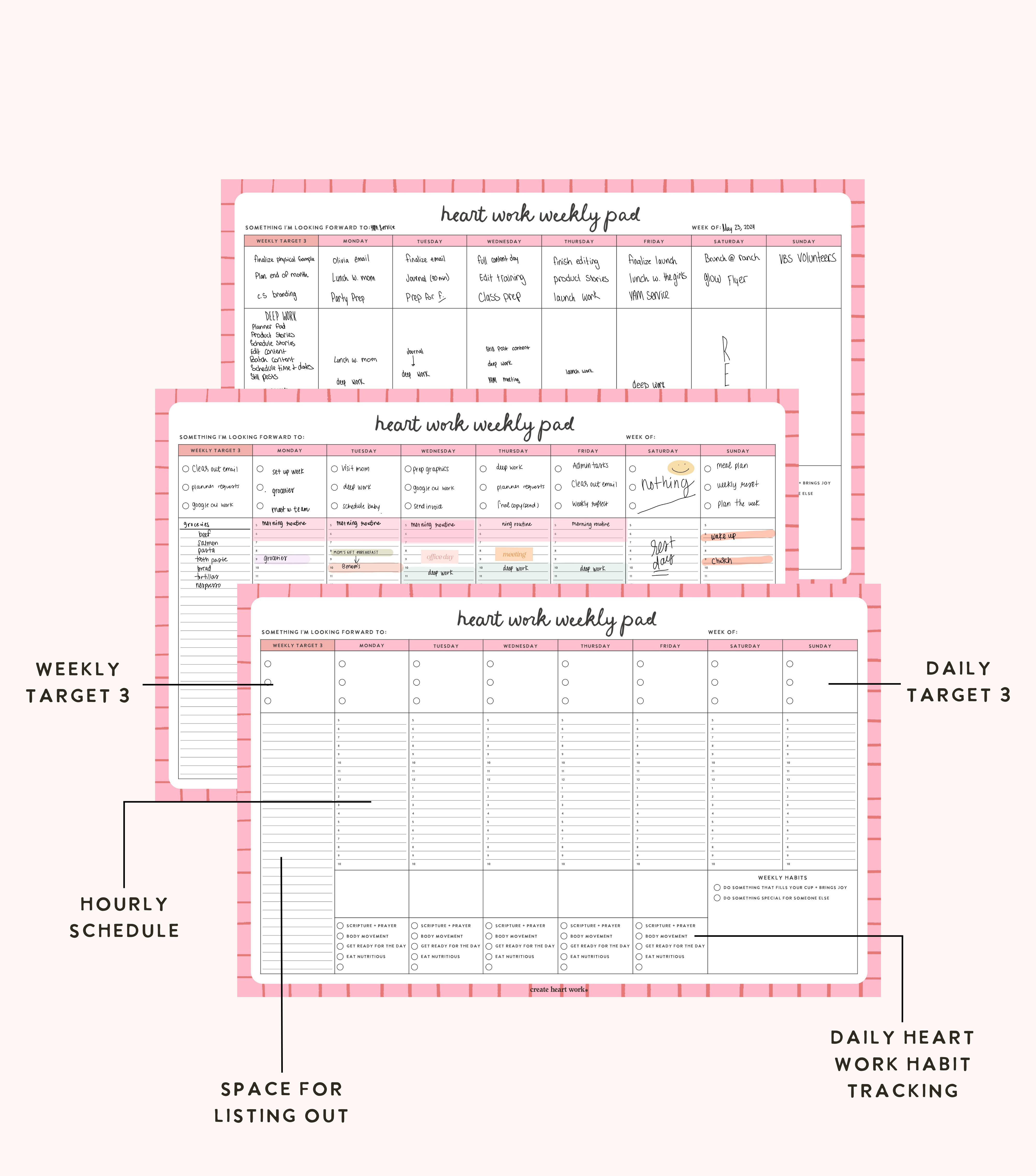 Heart Work Weekly Planner Pad