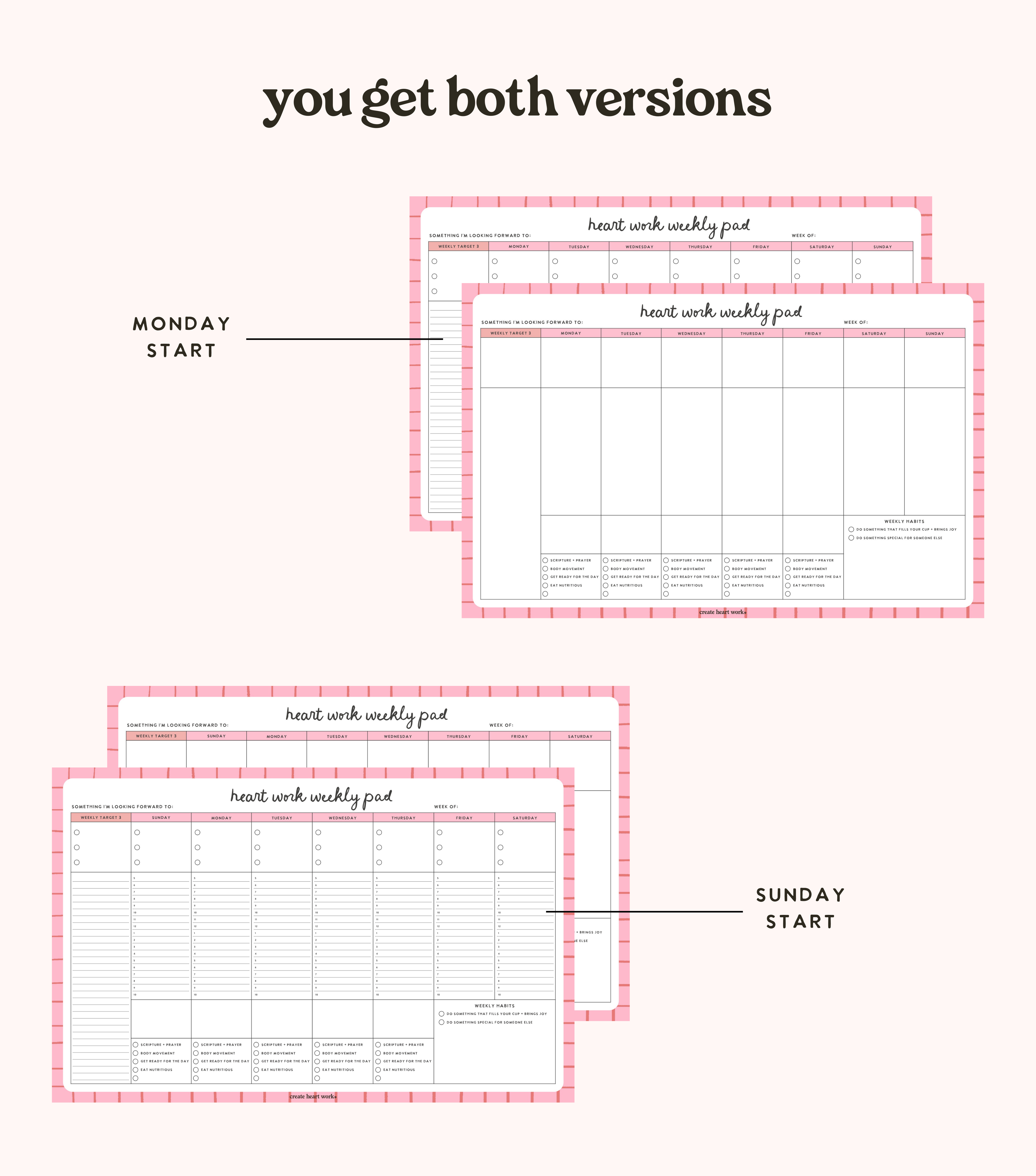 Heart Work Weekly Planner Pad