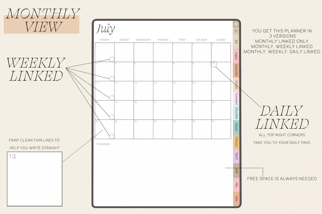 Undated Life Portrait Planner July Start