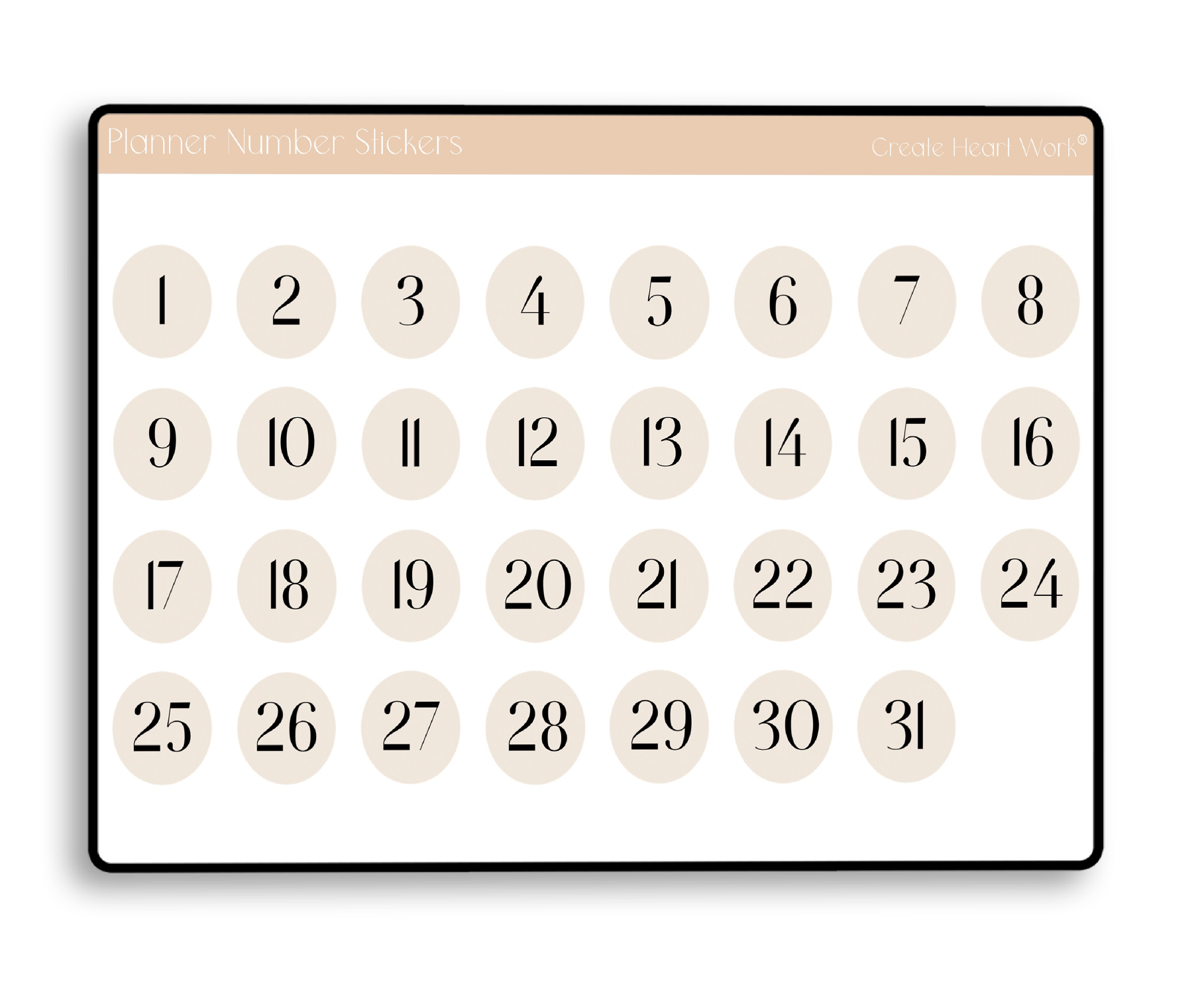 Planner Number Stickers