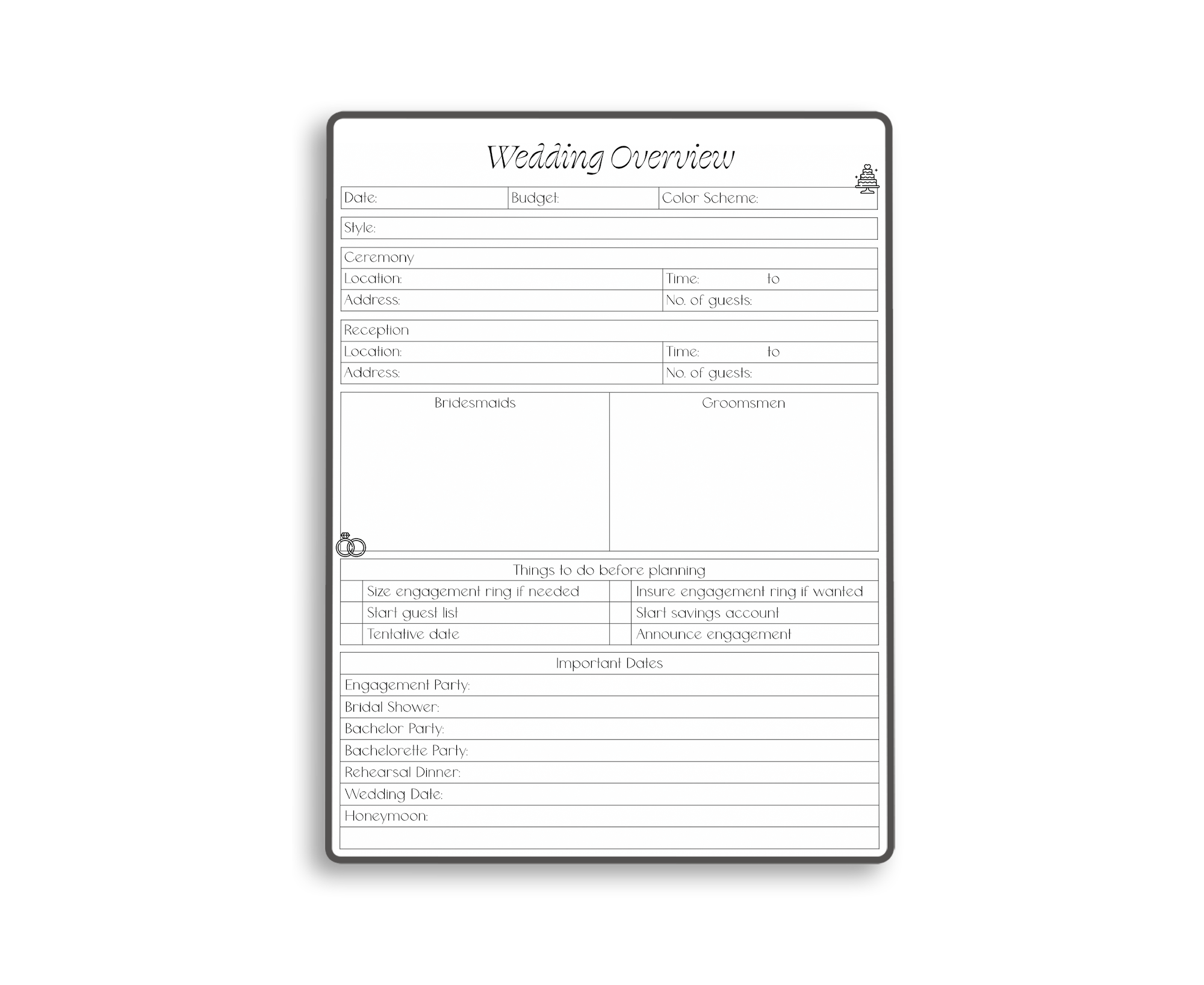 Wedding Inserts
