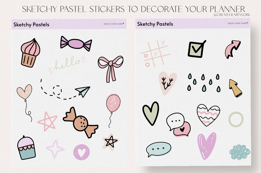 Sketchy Pastel Stickers