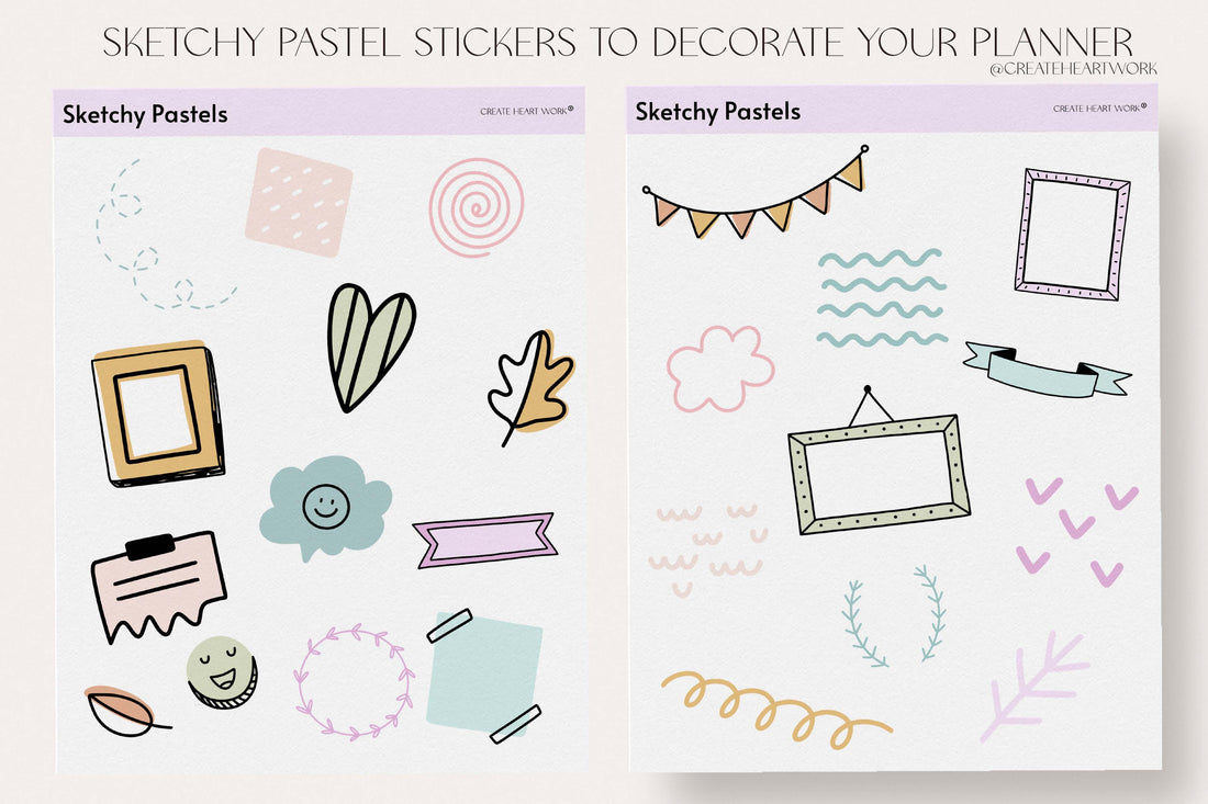 Sketchy Pastel Stickers