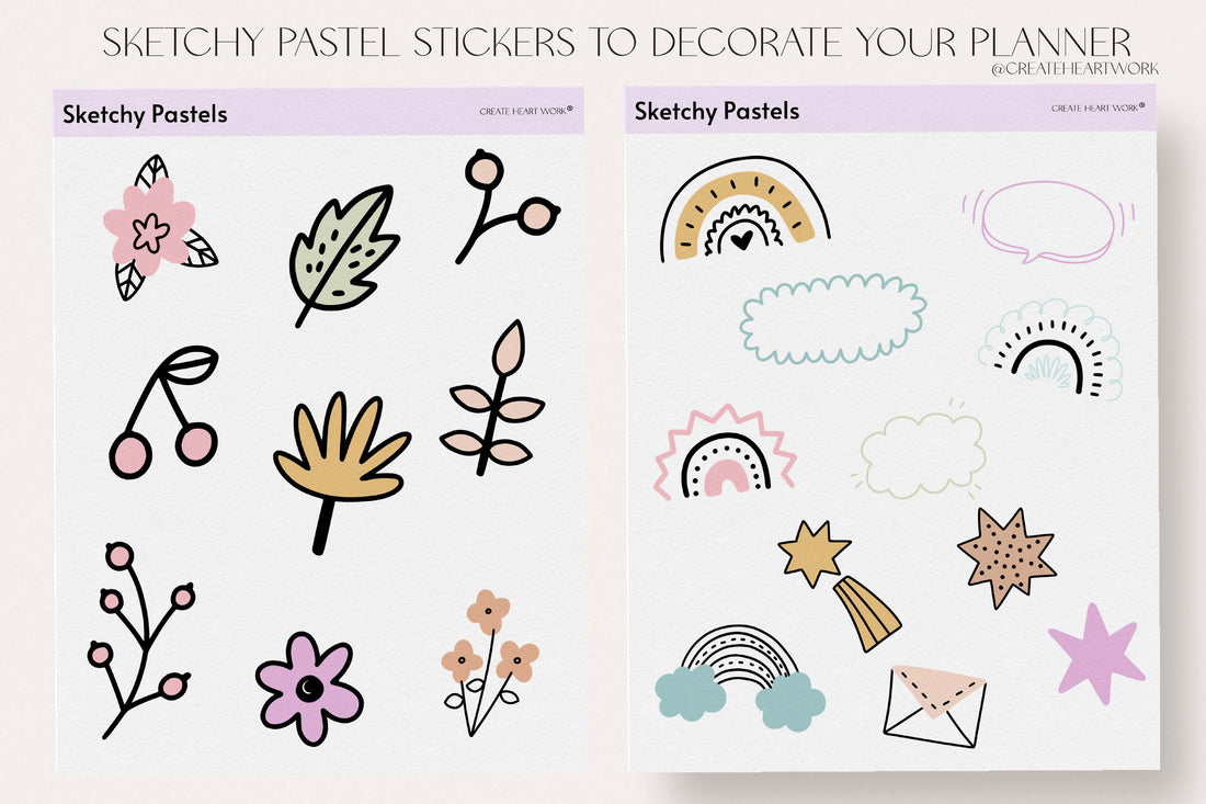 Sketchy Pastel Stickers