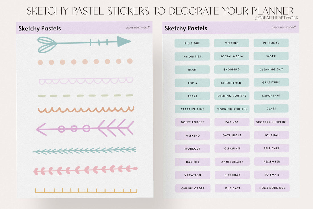 Sketchy Pastel Stickers