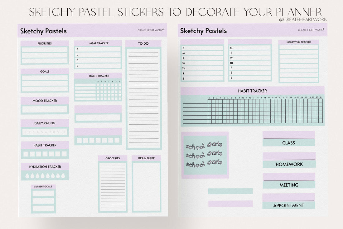 Sketchy Pastel Stickers