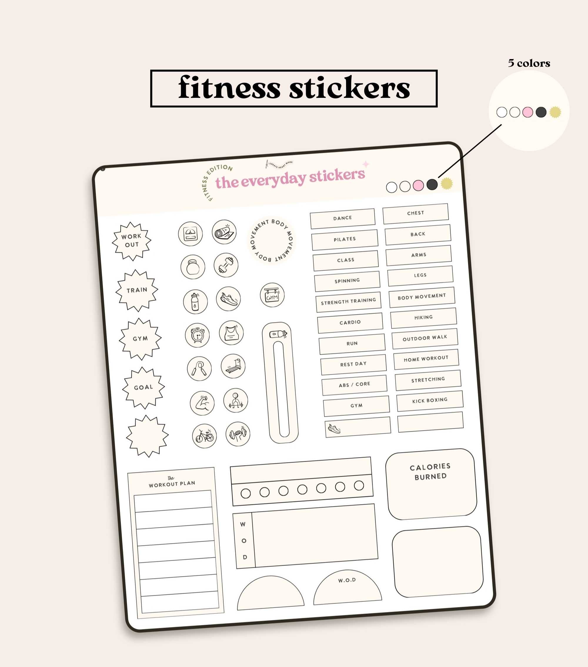 Everyday Fitness Sticker Set – Create Heart Work
