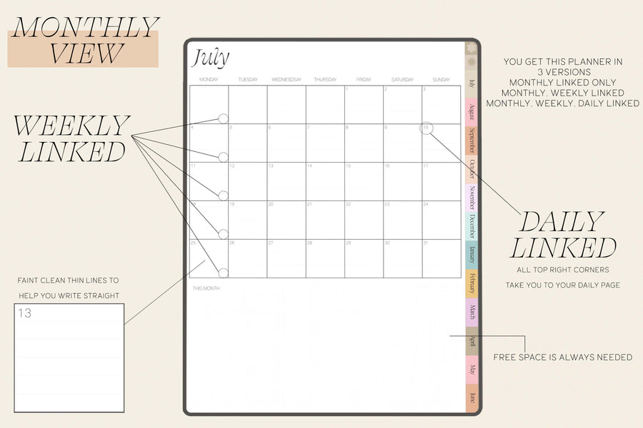 Undated Life Portrait Planner July Start