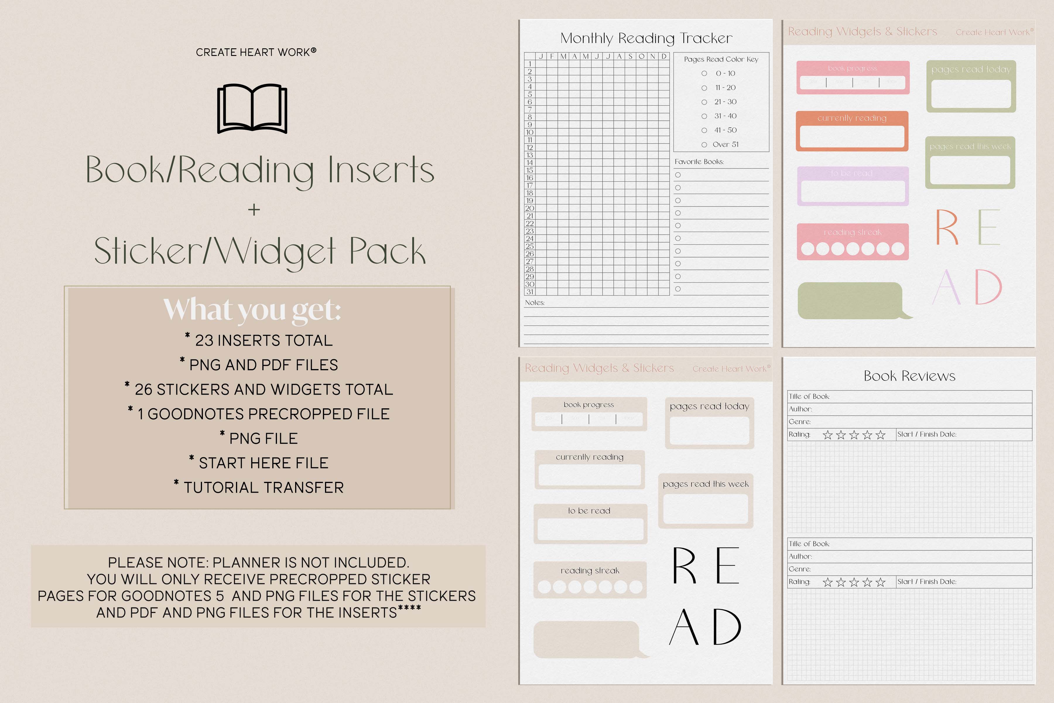 Book/ Reading Inserts – Create Heart Work