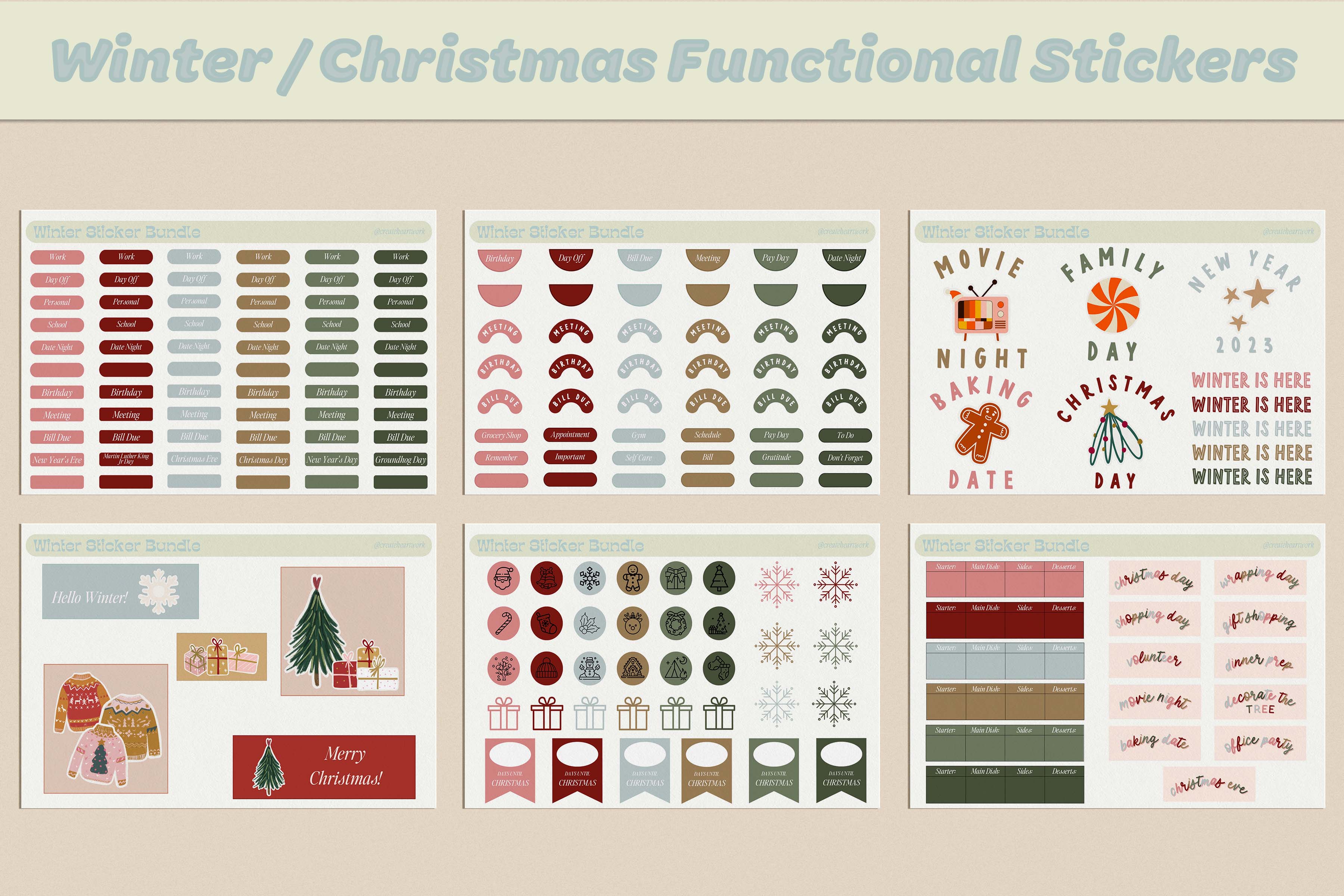 Functional Ess Sticker Christmas / Winter Functional Stickers – Create Heart Work